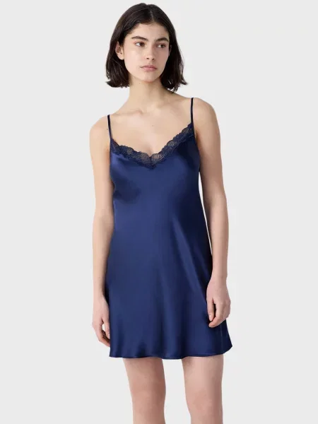 Шовкова нічна сорочка Etam синя