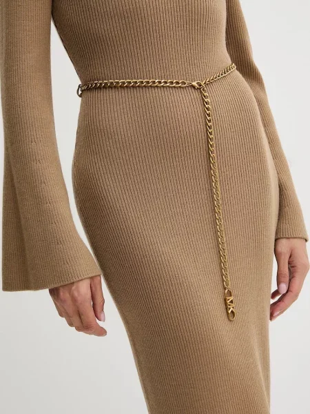 Шерстяное макси платье Michael Michael Kors зеленое