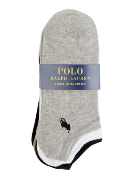 Polo Ralph Lauren Skarpety pakowane po 6 szt. Kobiety drobna dzianina szary|czarny|biały jednolity ONE SIZE białe
