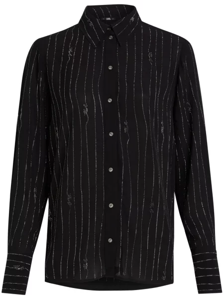 Cămașă Karl Lagerfeld cu dungi negru