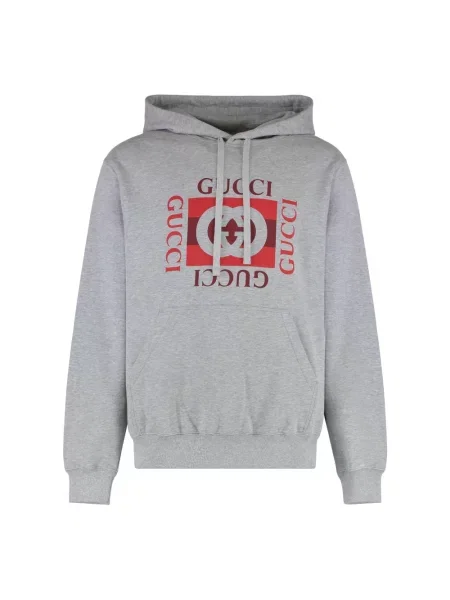 Bluza z kapturem Gucci z kapturem z nadrukiem szara