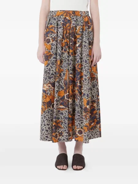 Fustă midi Weekend Max Mara cu model floral cu imagine până la genunchi albastru