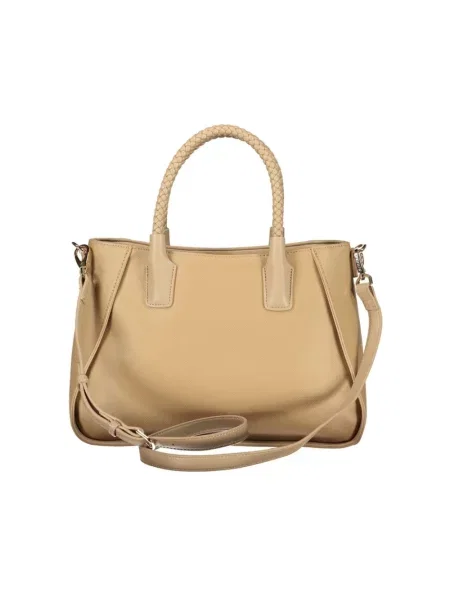 Lniana torebka Valentino Bags beżowa