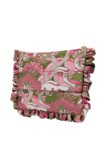 Květinové psaníčko La Doublej s výšivkou zelené