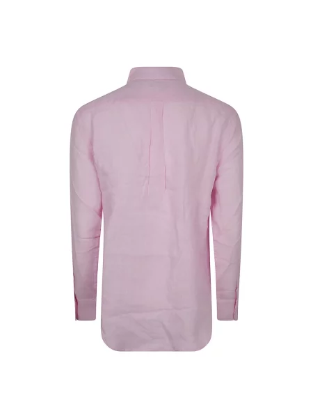 Lniana koszula z długim rękawem Polo Ralph Lauren z długim rękawem klasyczna różowa