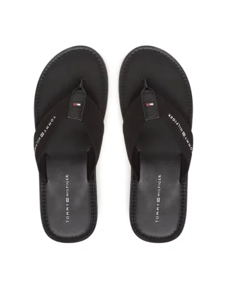 Žabky Tommy Hilfiger Leather Beach Sandal black bílé