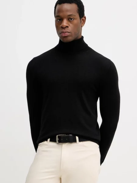 Вълнен пуловер Sisley мъжки сиво от лека материя черно