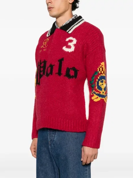 Tricou polo Polo Ralph Lauren tricotate cu autograf roșu