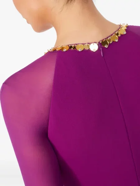 Κοστούμι μίντι φόρεμα Jenny Packham από διχτυωτό με μήκος μέχρι το γόνατο μωβ