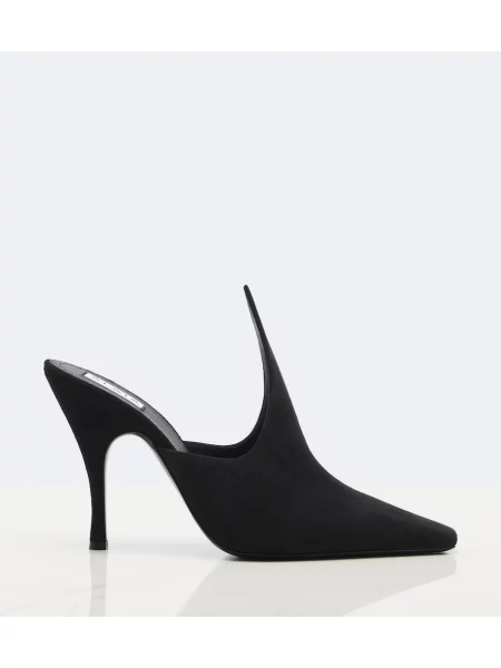 Papuci tip mules Alaïa din piele de căprioară negru