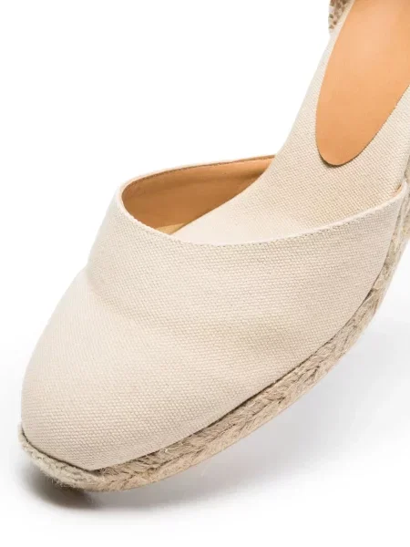 Nėriniuotos espadrilės Castañer su raišteliais ant pleištinio kulniuko