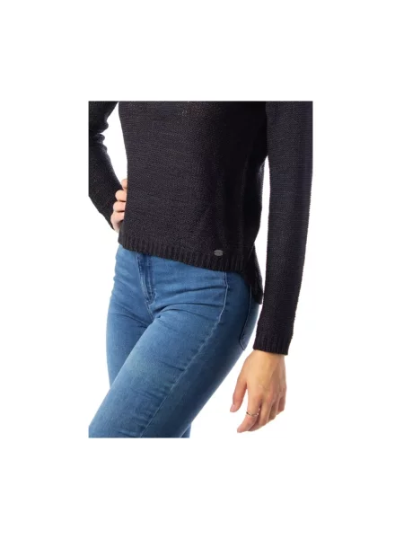 Sweter z dzianiny z okrągłym dekoltem model ‘GEENA’ Only czarny