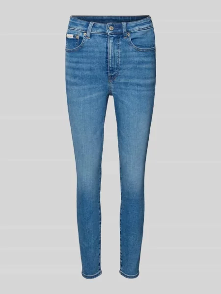 Jeansy o kroju skinny fit z mieszanki bawełny Calvin Klein Jeans niebieskie