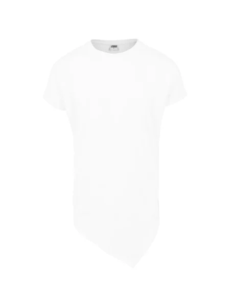 Lung tricou Urban Classics asimetric alb