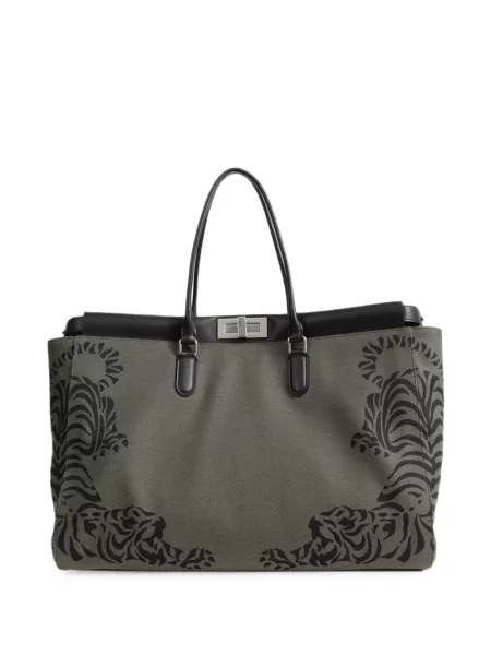 Geantă Fendi Peekaboo cu imagine cu dungi de tigru verde