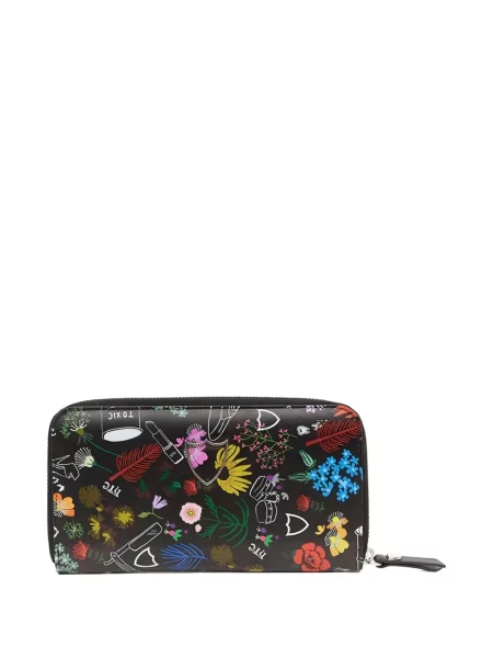 Portofel Htc Los Angeles din piele cu model floral negru
