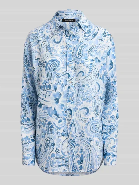 Bluzka lniana o kroju relaxed fit z czystego lnu z wzorem na całej powierzchni Lauren Ralph Lauren