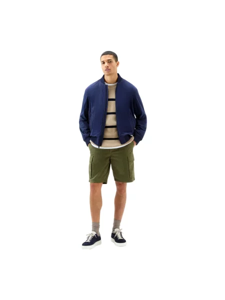 Kurtka bomber Woolrich ze stretchu niebieski