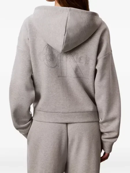 Hanorac cu glugă Calvin Klein cu autograf gri