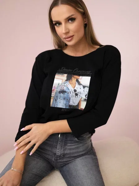 Bluzka Kesi z nadrukiem czarna