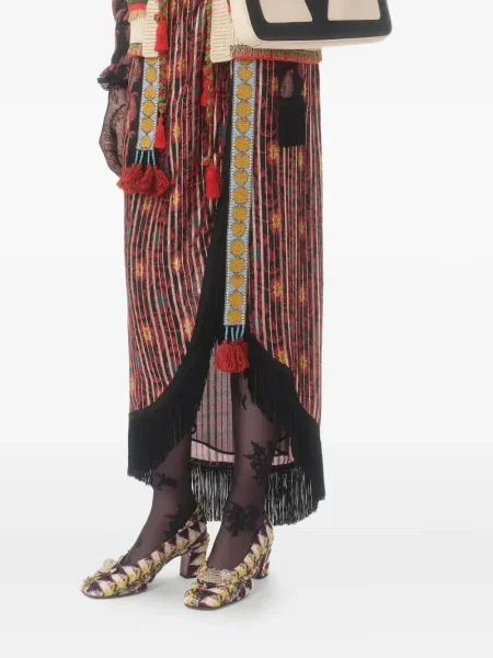 Fusta maxi Valentino Garavani cu model floral cu imagine roșu