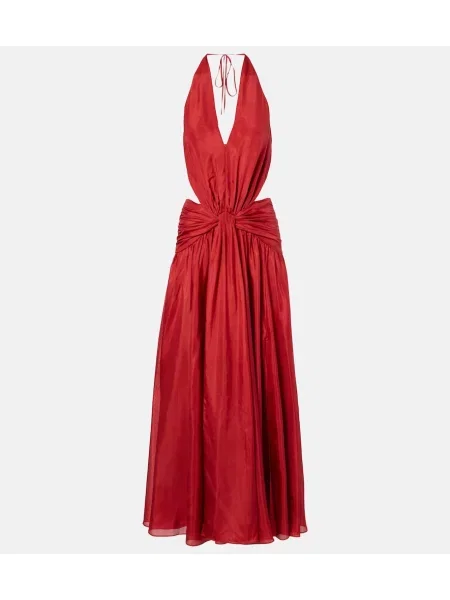 Rochie maxi Zimmermann de mătase drapată roșu