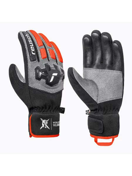 Мъжки скиорски ръкавици Reusch Worldcup Warrior R-Tex XT black/silver/fluo red черно