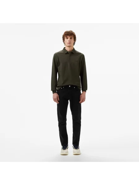 Lacoste Paris Regular Fit Khaki Koszulka Polo Z Długim Rękawem zielona