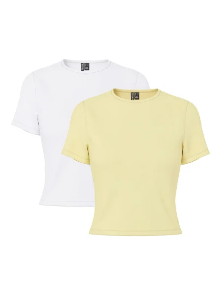 PIECES Tricou PCAmelia galben alb