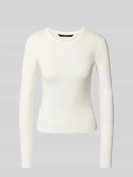 Bluzka z długim rękawem o kroju slim fit z mieszanki bawełny model ‘CHLOE’ Vero Moda biała