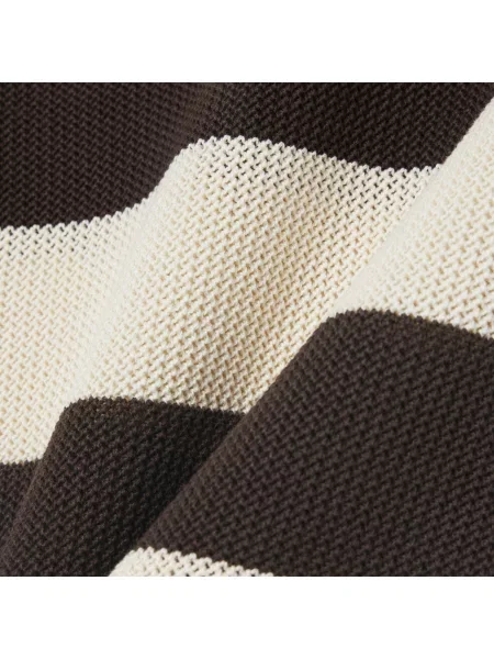 Lacoste Sweter Z Kołnierzykiem Polo Z Krótkim Rękawem W Paski Classic Fit brązowy