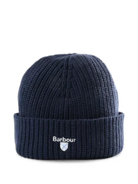 Плетена шапка Barbour синьо
