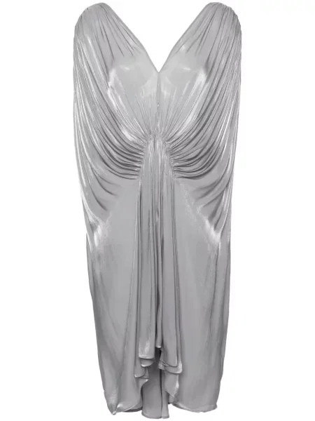 Rochie midi Genny din satin plisată până la genunchi gri