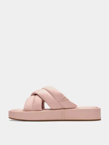 Кожаные шлепанцы Clarks розовые