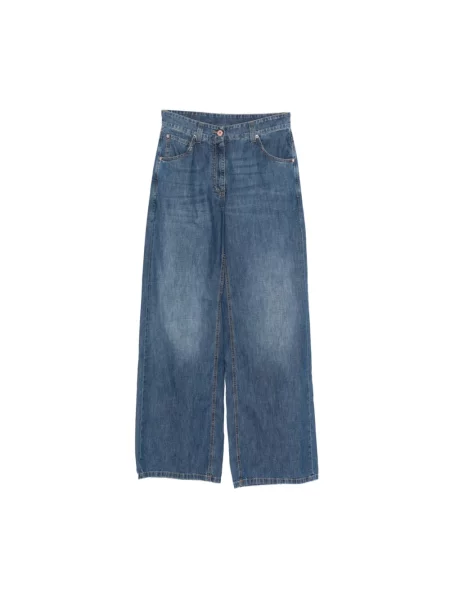 Szerokie jeansy Brunello Cucinelli niebieskie