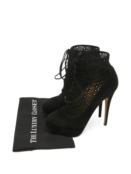 Cizme scurte Charlotte Olympia cu șireturi din dantelă negru