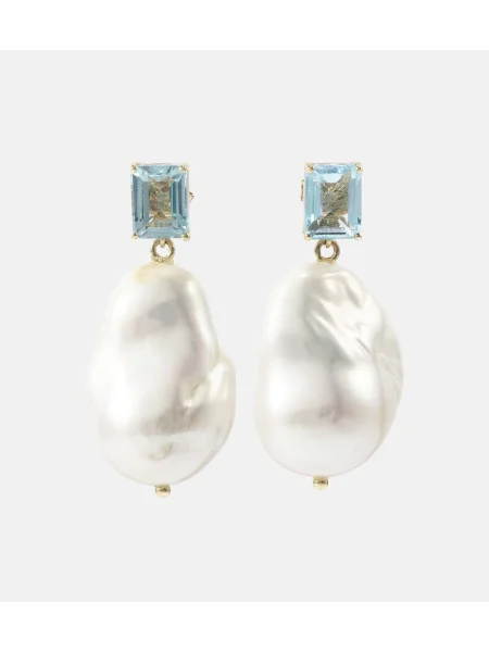 Uhani Mateo z perlami bela