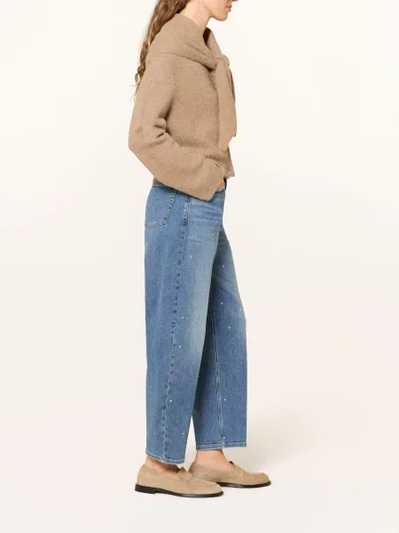 Opus Pants Barrel Džíny Mari Clear S Ozdobnými Kamínky mid blue modré