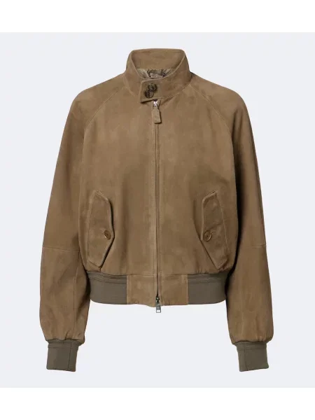 Geacă bomber Ralph Lauren Collection din piele de căprioară bej