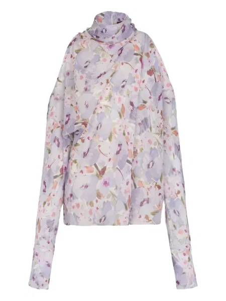 Блуза Balmain на цветя с принт виолетово