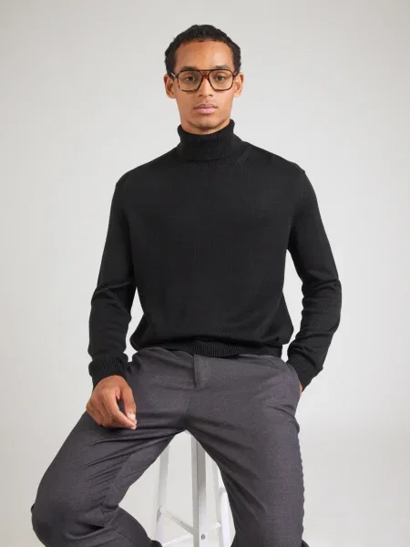 Geacă Armani Exchange de lână cu guler înalt negru