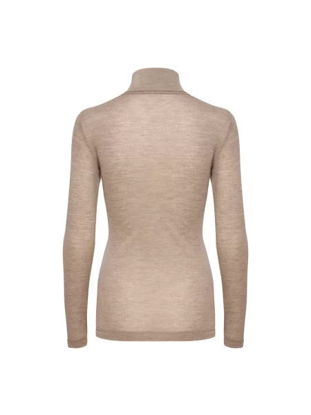 Sweter z golfem Inwear wełniany do golfa brązowy