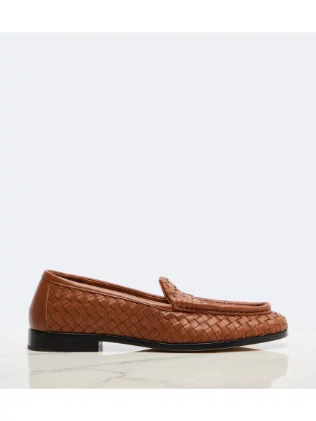 Usnjene loaferke Bottega Veneta rjava