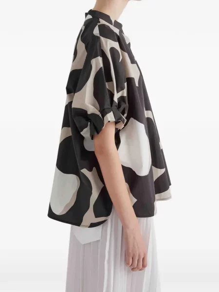 Bluzka Meimeij z nadrukiem w abstrakcyjne wzory czarna