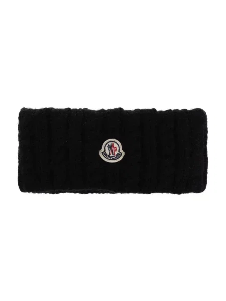 Czapka Moncler wełniana z logo czarna