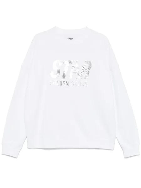 Hanorac crewneck Golden Goose cu decolteu rotund alb