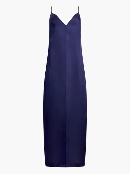 Rochie maxi Khaite din satin de costum albastru