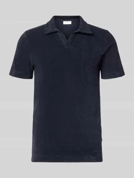 Koszulka polo o kroju relaxed fit z dekoltem w serek Lindbergh granatowe