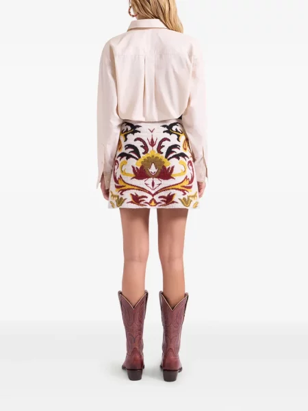 Fustă La Doublej cu model floral tricotate alb