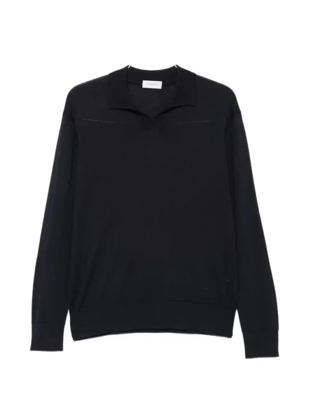 Lung tricou Paolo Pecora tricotate albastru